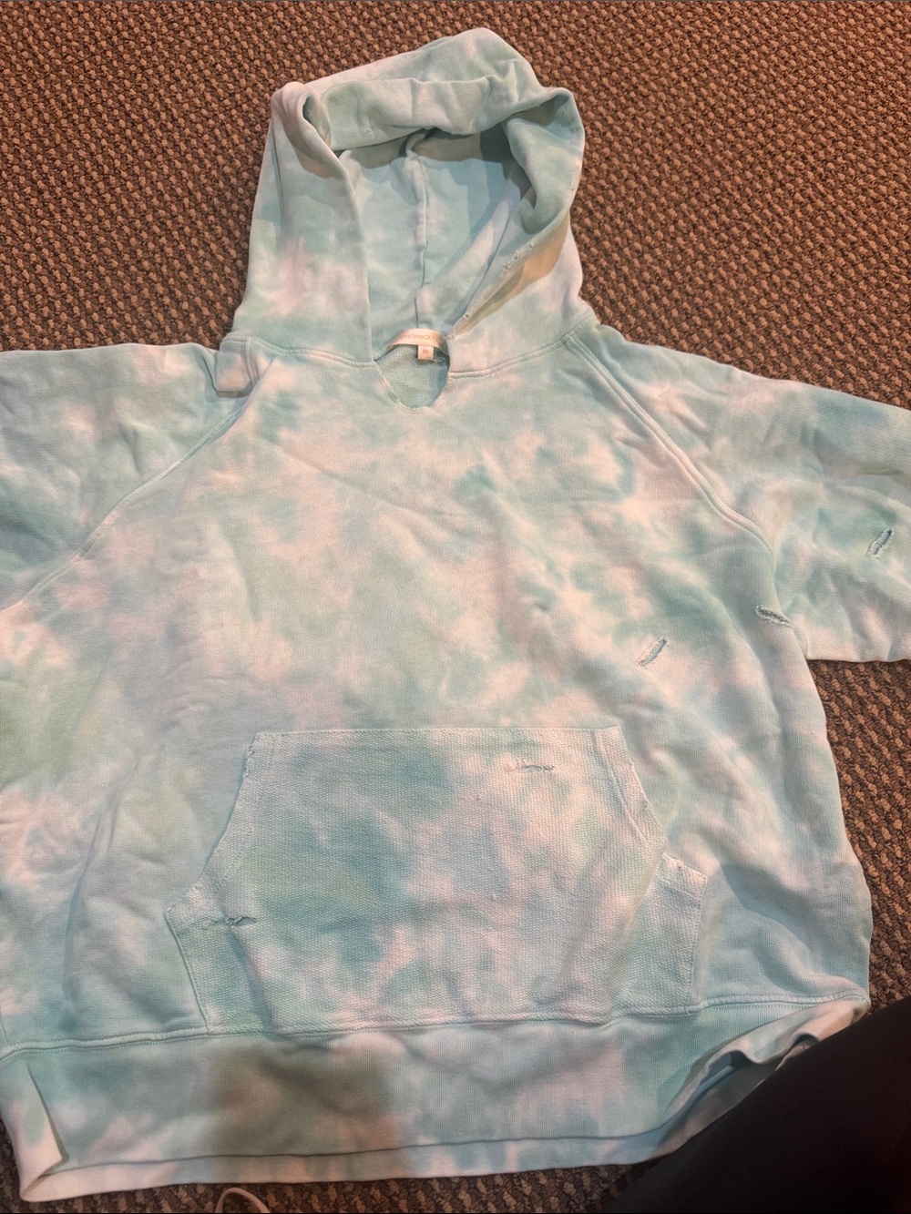 LoveShackFancy Pastel Aqua & White Tie-Dye Hoodie
